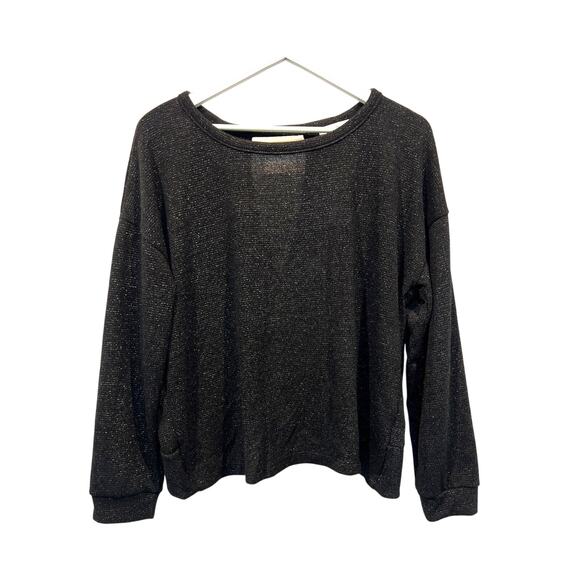 Kaileigh Tops - Kaileigh Top Womens XLarge Petite Black Silver Metallic Knit Cutout Back NEW!